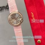 Swiss Cartier Ballon Blanc de Women 30mm Watches Rose Gold Diamond-set